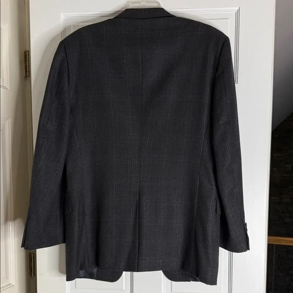 Hickey Freeman Charcoal Glen Plaid Sport Coat 39R cashmere wool